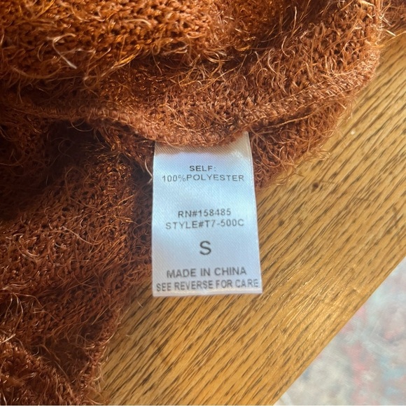 Triple Seven Rust Eyelash Knot Cardigan Sz Small - Picture 8 of 8